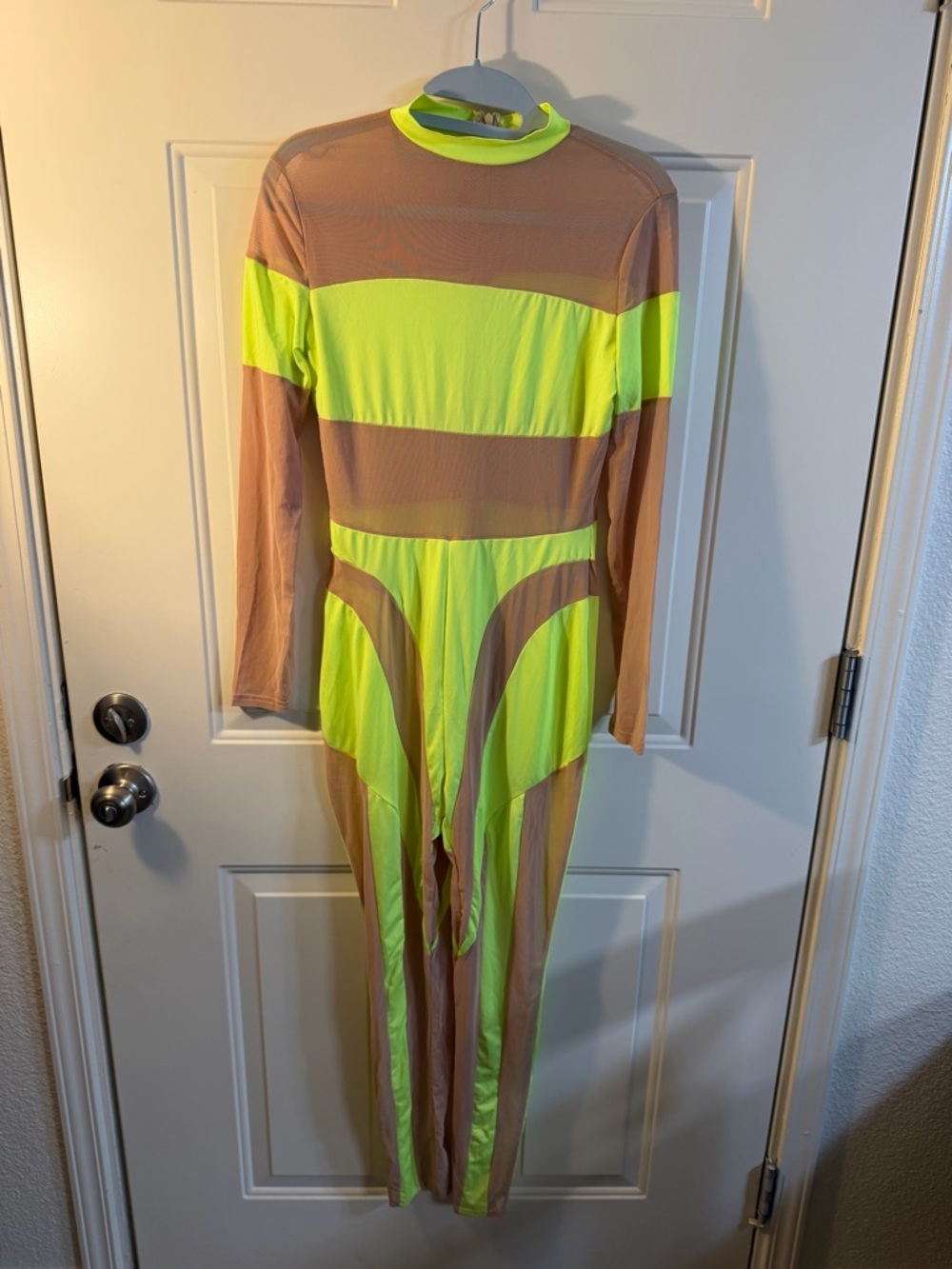 Neon Mesh Panel Jumpsuit Small NWOT Festival Wear Rave Bodycon